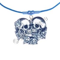 Twin Skull Roses Necklace