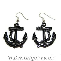 Black Anchor Earrings - Click Image to Close