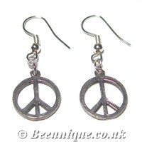 Metal Peace Earrings - Click Image to Close