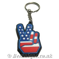 Keyring - USA Peace Fingers - Click Image to Close