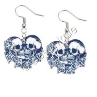 Twin Skull Roses Earrings