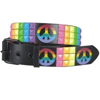 Rainbow Peace Studded Belt - Click Image to Close
