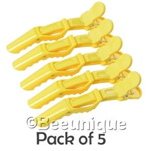 Crocodile Hair Clips Yellow - Click Image to Close