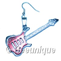 Guitar Red SINGLE Earring - Click Image to Close