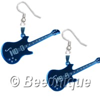 Guitar Blue Earrings - Click Image to Close