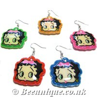 Betty Boop Head Earrings - Click Image to Close