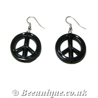 Peace Black Earrings