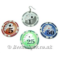 Poker Chip Earrings - Click Image to Close